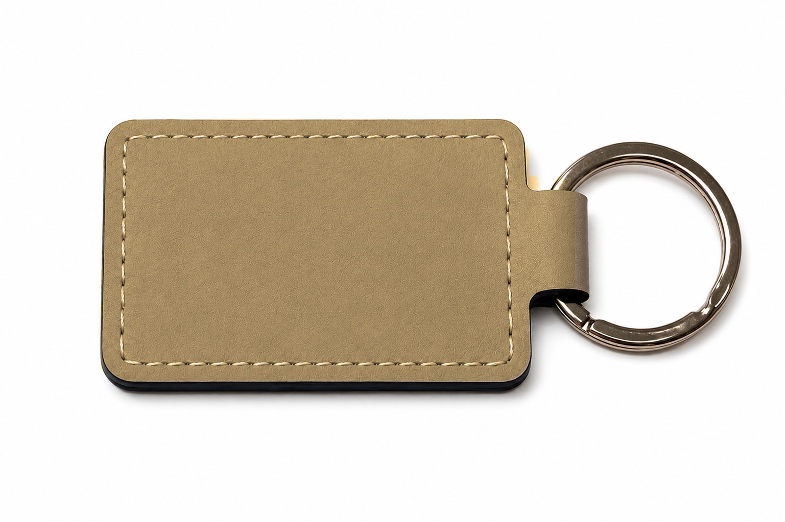 Tan leatherette keychain